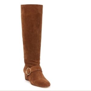 NWOT Tory Burch Sofia 45mm Slouchy Logo Buckle Boots Brown Suede Size 5